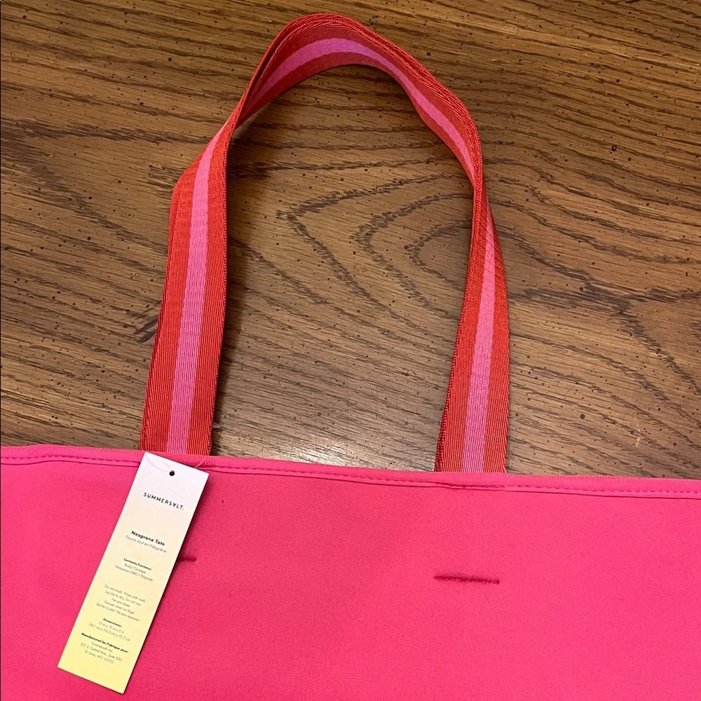 Summmersalt Pink and‎ Red Neoprene Tote Bag, NWT - Picture 6 of 13